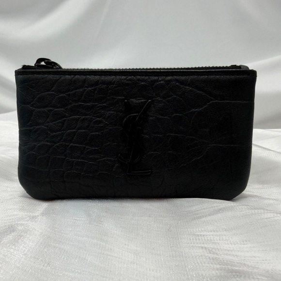 Saint Laurent YSL Black Croc
Embossed Calfskin Leather Coin
Pouch - Picture 2 of 10